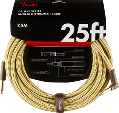Fender Deluxe Series Instrument Cable, Straight/Angle, 25', Tweed