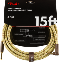 Fender Deluxe Series Instrument Cable, Straight/Angle, 15, Tweed