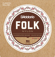 DADDARIO FRETTED EJ32 Strängset Classic Folk Silver/Blk Nylon Ball End