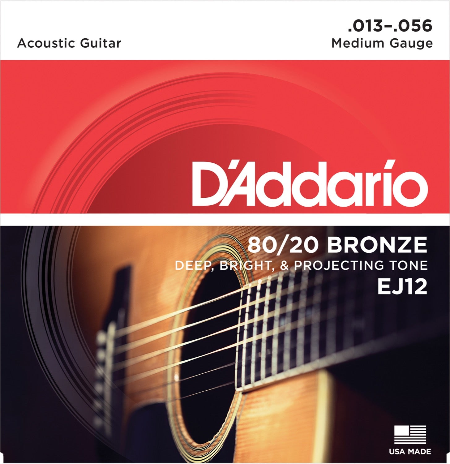 DADDARIO FRETTED EJ12 Strängset Western 80/20 Bronze 013-056