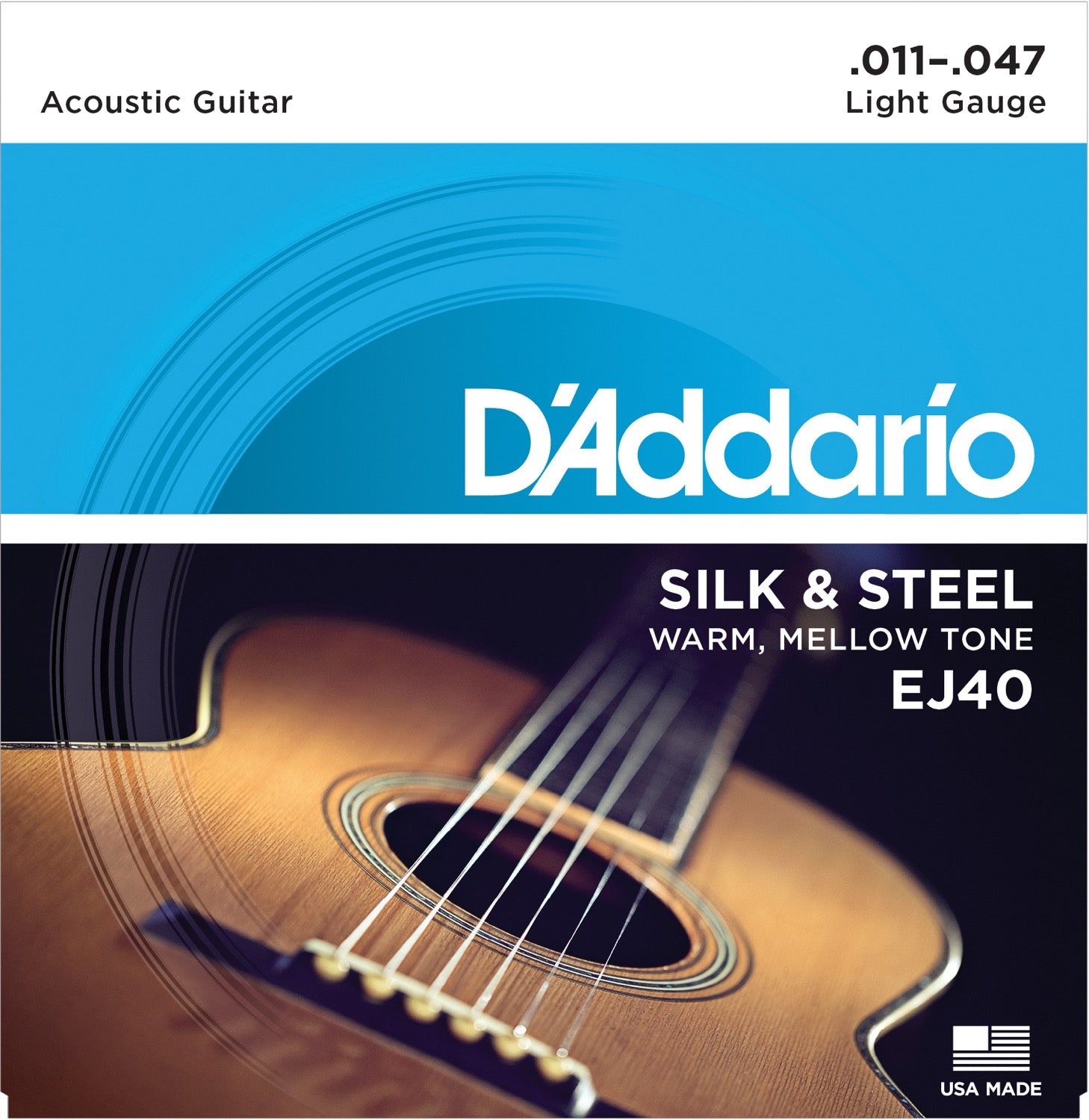 DADDARIO FRETTED EJ40 Strängset Silk & Steel 011-047