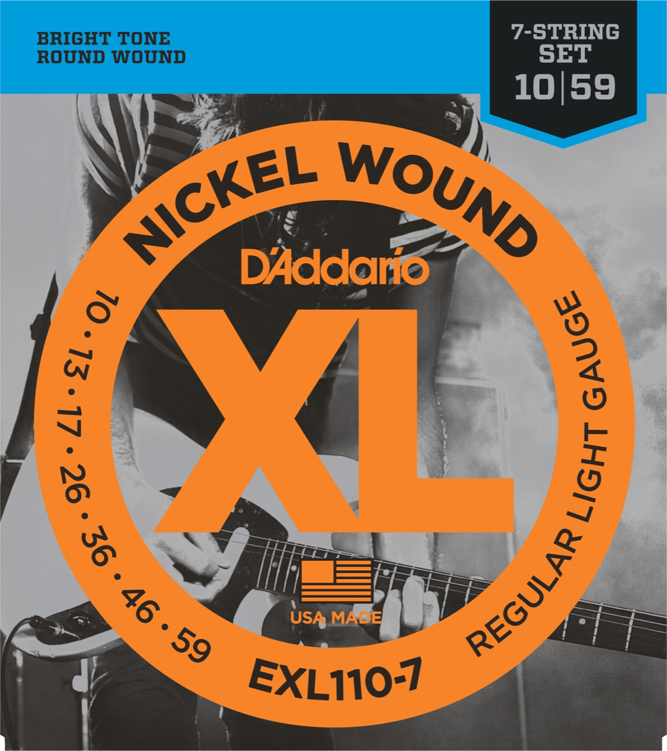 DADDARIO FRETTED EXL110-7 Strängset Elgitarr Nickel Wound 010-059 (7-Strängset)