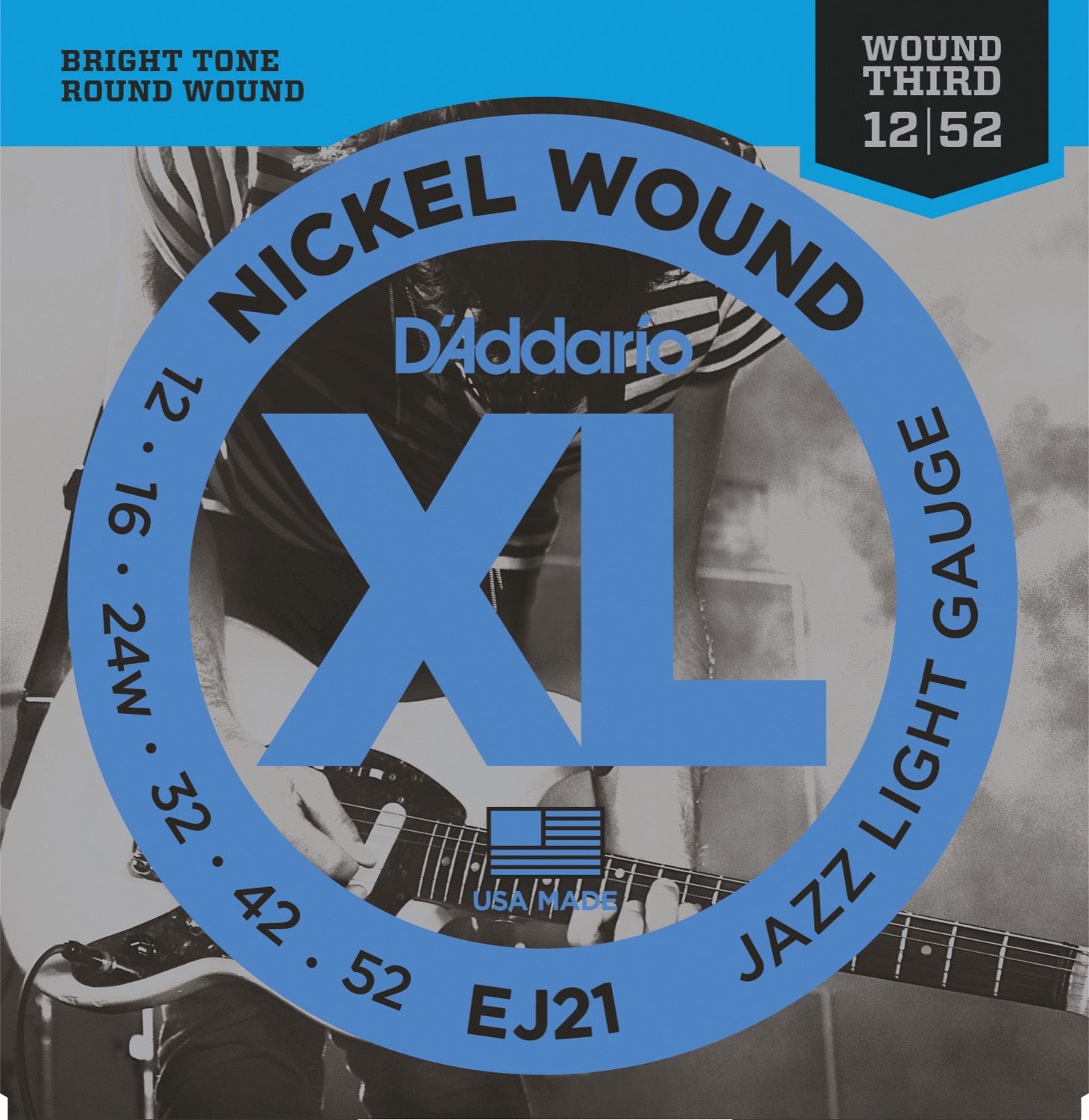 DADDARIO FRETTED EJ21 Strängset Elgitarr Nickel Wound 012-052
