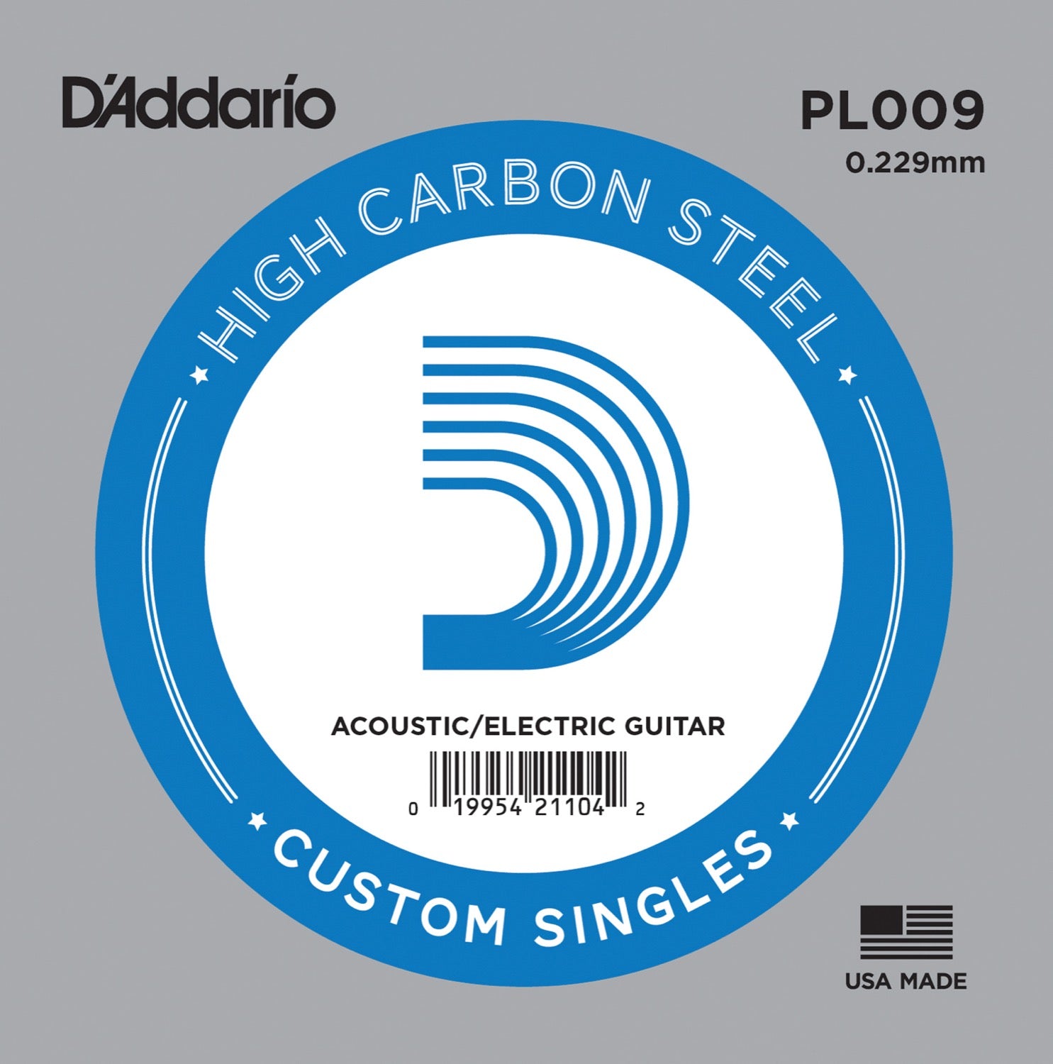 DADDARIO FRETTED PL009 Gitarrsträng Electric/Acoustic Plain Steel 009
