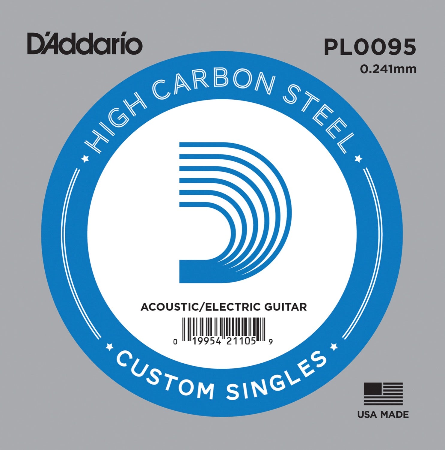 DADDARIO FRETTED PL0095 Gitarrsträng Electric/Acoustic Plain Steel 0095