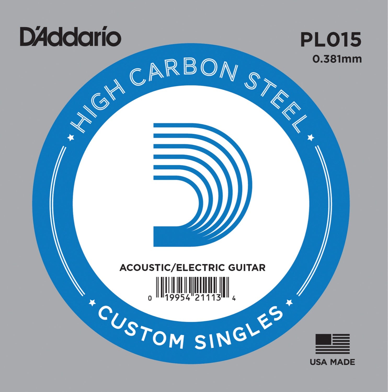 DADDARIO FRETTED PL015 Gitarrsträng Electric/Acoustic Plain Steel 015