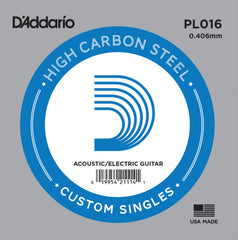 DADDARIO FRETTED PL016 Gitarrsträng Electric/Acoustic Plain Steel 016