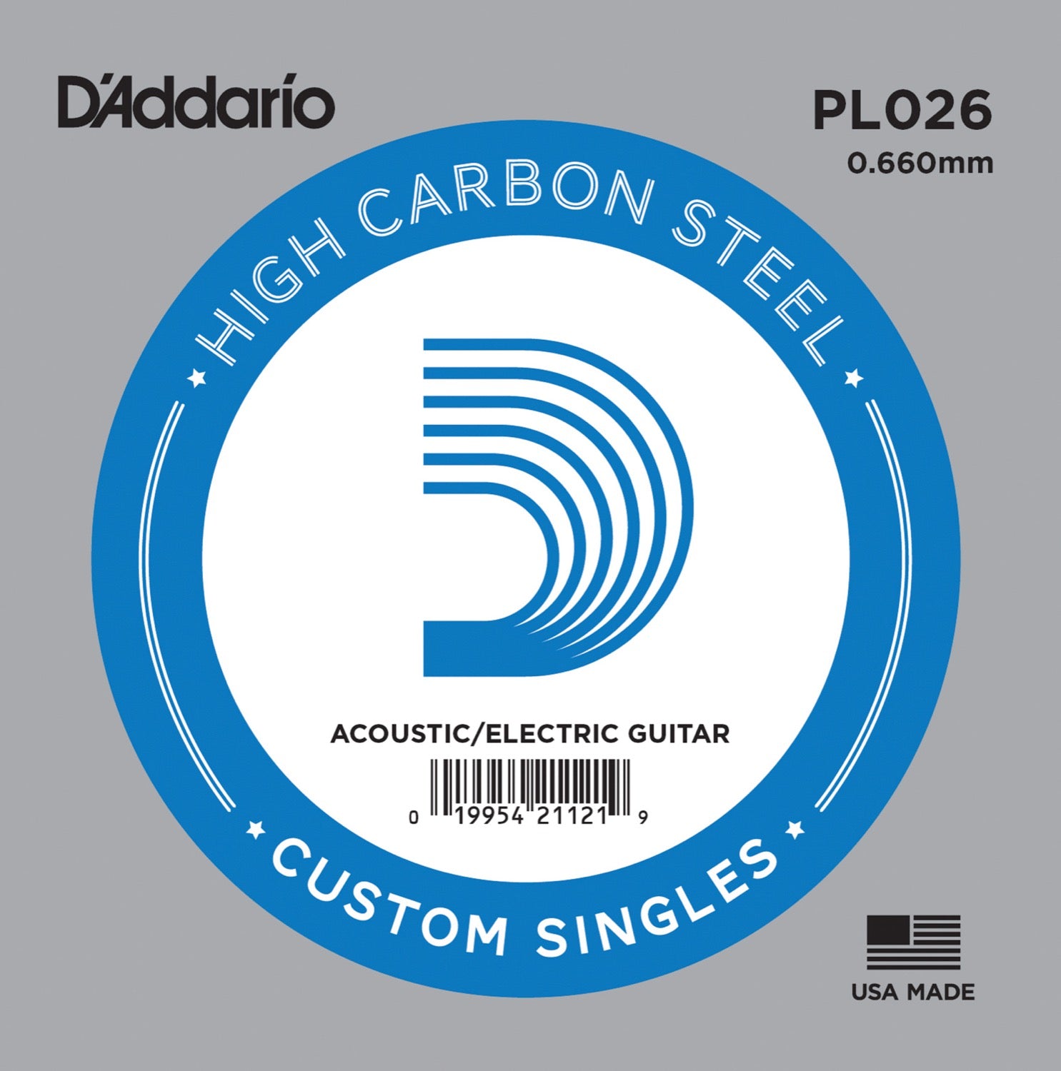 DADDARIO FRETTED PL026 Gitarrsträng Electric/Acoustic Plain Steel 026