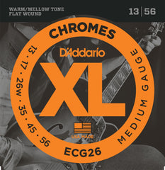 Daddario Ecg26 String Set Electric Guitar Chromes Flat Wound 013-056