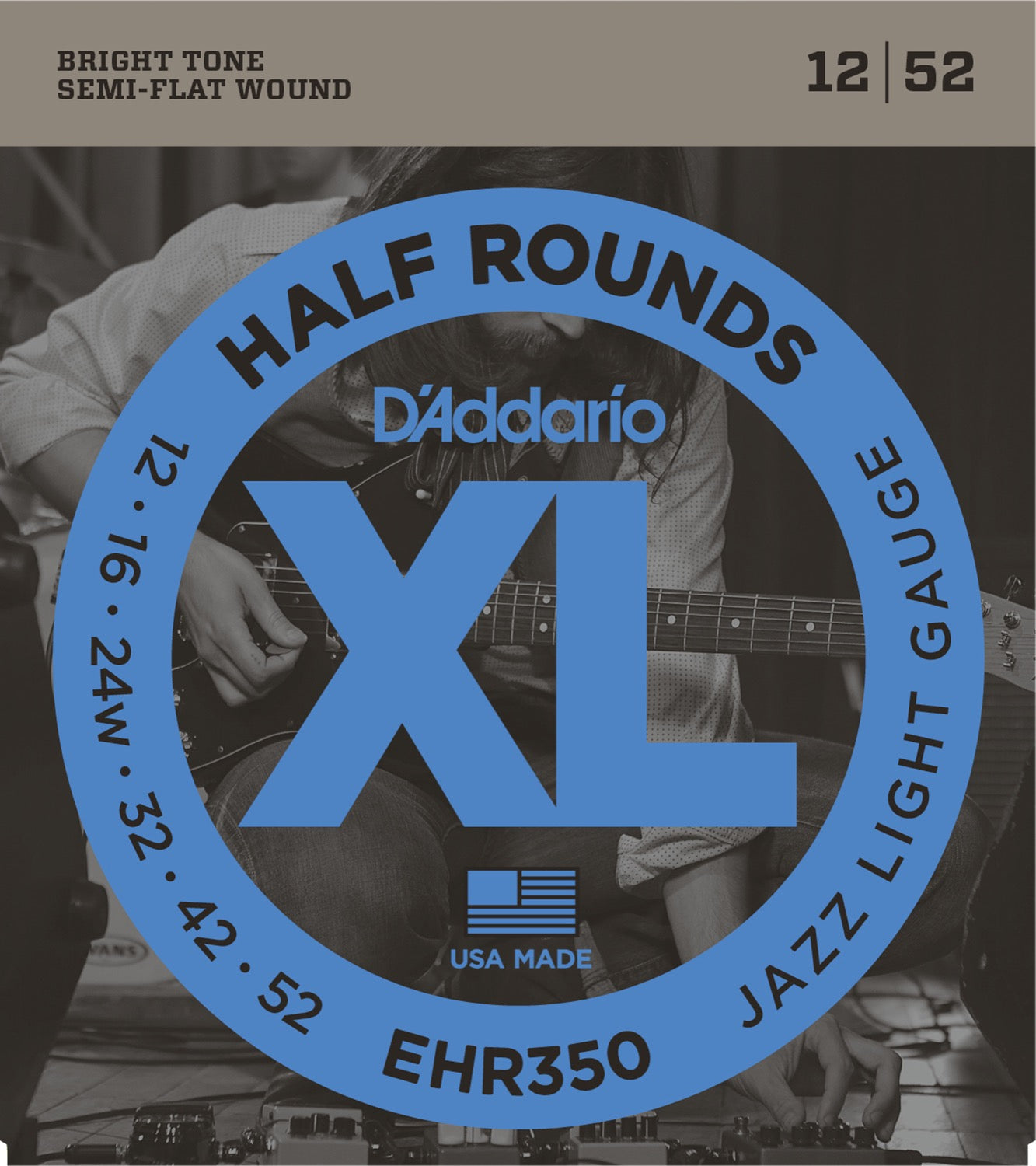 DADDARIO FRETTED EHR350 Strängset Elgitarr Half Rounds 012-052