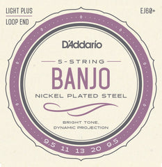 DADDARIO FRETTED EJ60+ Strängset 5-str. Banjo Nickel 0095-020 Light Plus