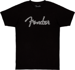 Fender Spaghetti Logo Wavy Checker Tee, B&W Checker, S