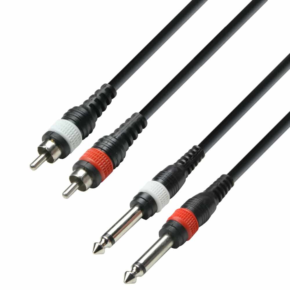 Adam Hall Cables 3 Star Tpc 0100-Audio Cable 2Xrca Male To 2X6.3Mm Jack Mono 1 M