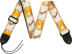 Fender 2 Monogrammed Strap, White/Brown/Yellow