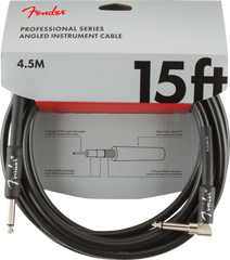Fender Professional Series Instrument Cables, Straight/Angle, 15', Black
