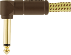 Fender Deluxe Series Instrument Cable, Straight/Angle, 25', Tweed