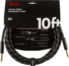 Fender Deluxe Series Instrument Cable, Straight/Straight, 10, Black Tweed