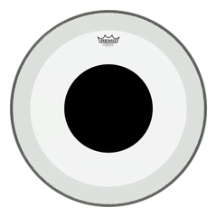 Remo Bass, Powerstroke 3, Clear, 22 Diameter, No Stripe, Top Black Dot