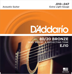 Daddario Ej10 Strängset Western 80/20 Bronze 010-047