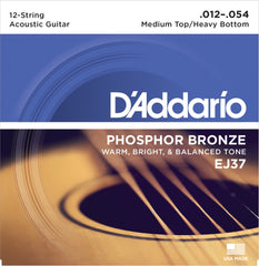 Daddario Ej37 String Set Western Phosphor Bronze 12-String 012-054