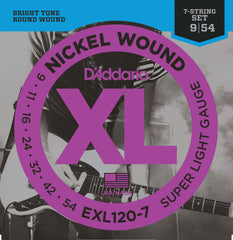 Daddario Exl120-7 Electric Guitar String Set Nickel Wound 009-052 (7-String Set)