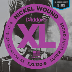 Daddario Exl120-8 Electric Guitar String Set Nickel Wound 009-065 (8-String Set)
