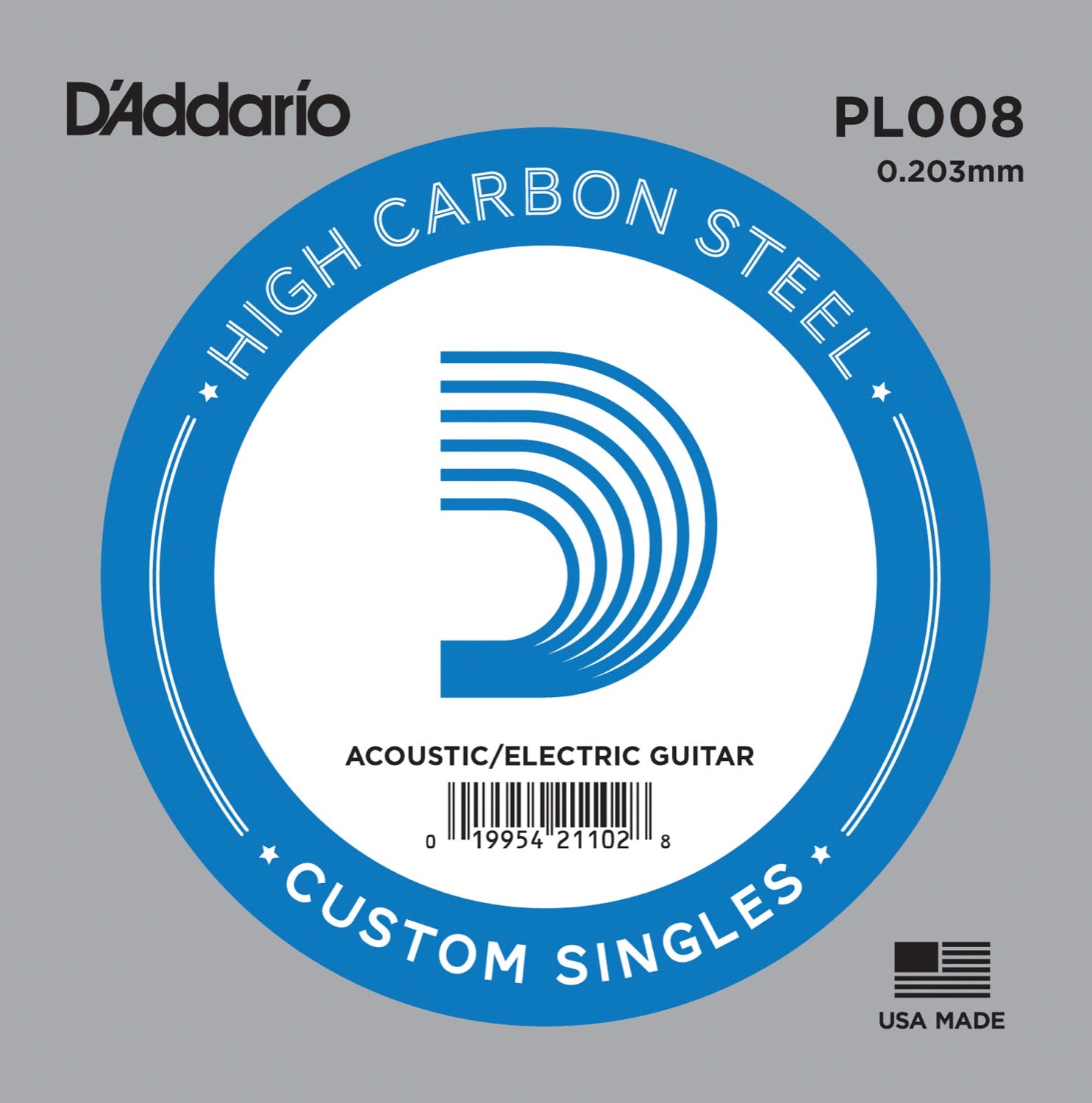 DADDARIO FRETTED PL008 Gitarrsträng Electric/Acoustic Plain Steel 008