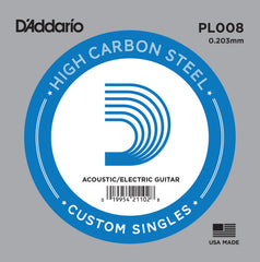 DADDARIO FRETTED PL008 Gitarrsträng Electric/Acoustic Plain Steel 008