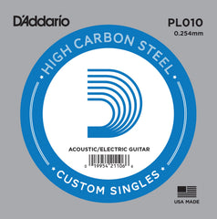 DADDARIO FRETTED PL010 Gitarrsträng Electric/Acoustic Plain Steel 010