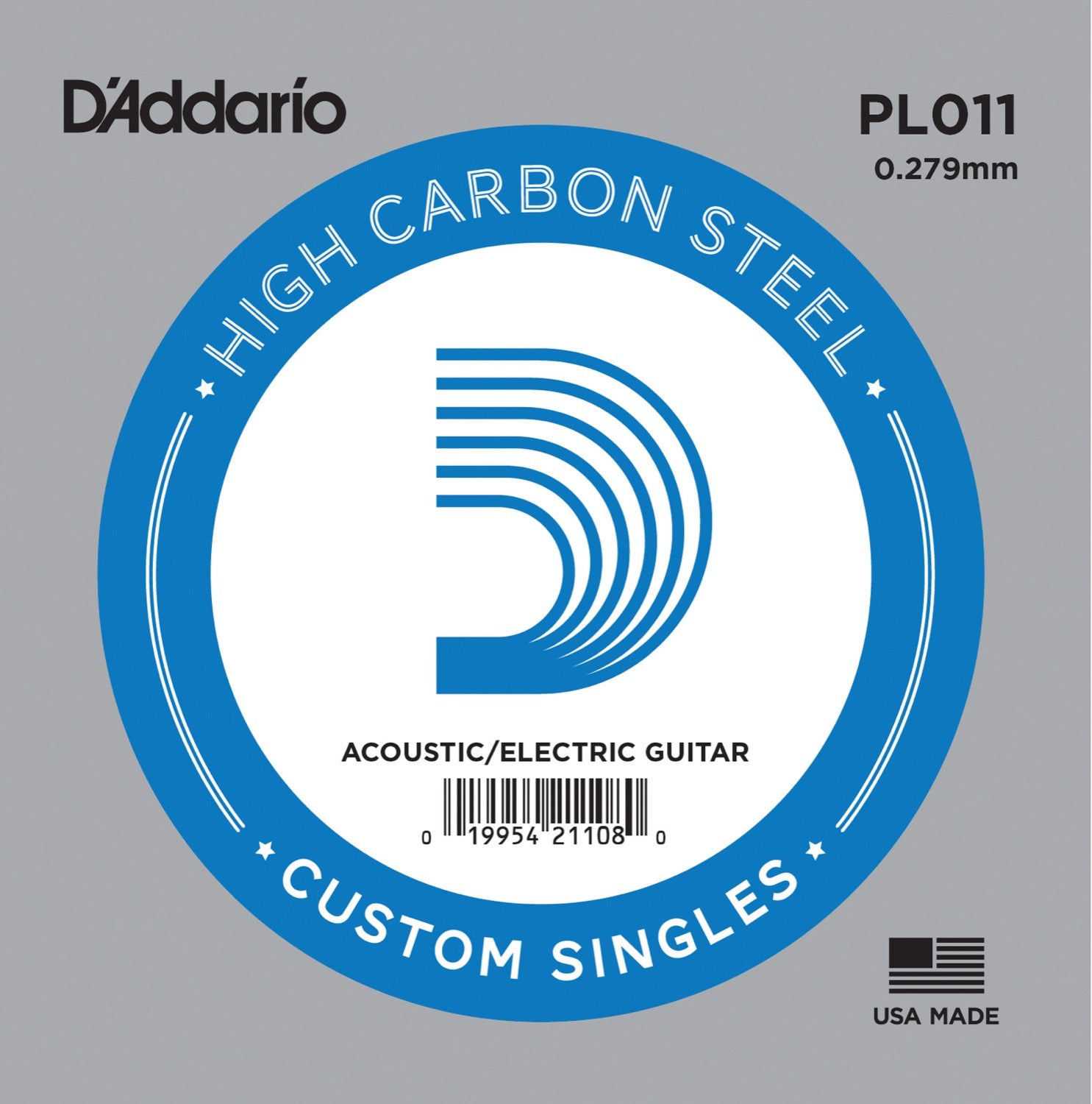 DADDARIO FRETTED PL011 Gitarrsträng Electric/Acoustic Plain Steel 011
