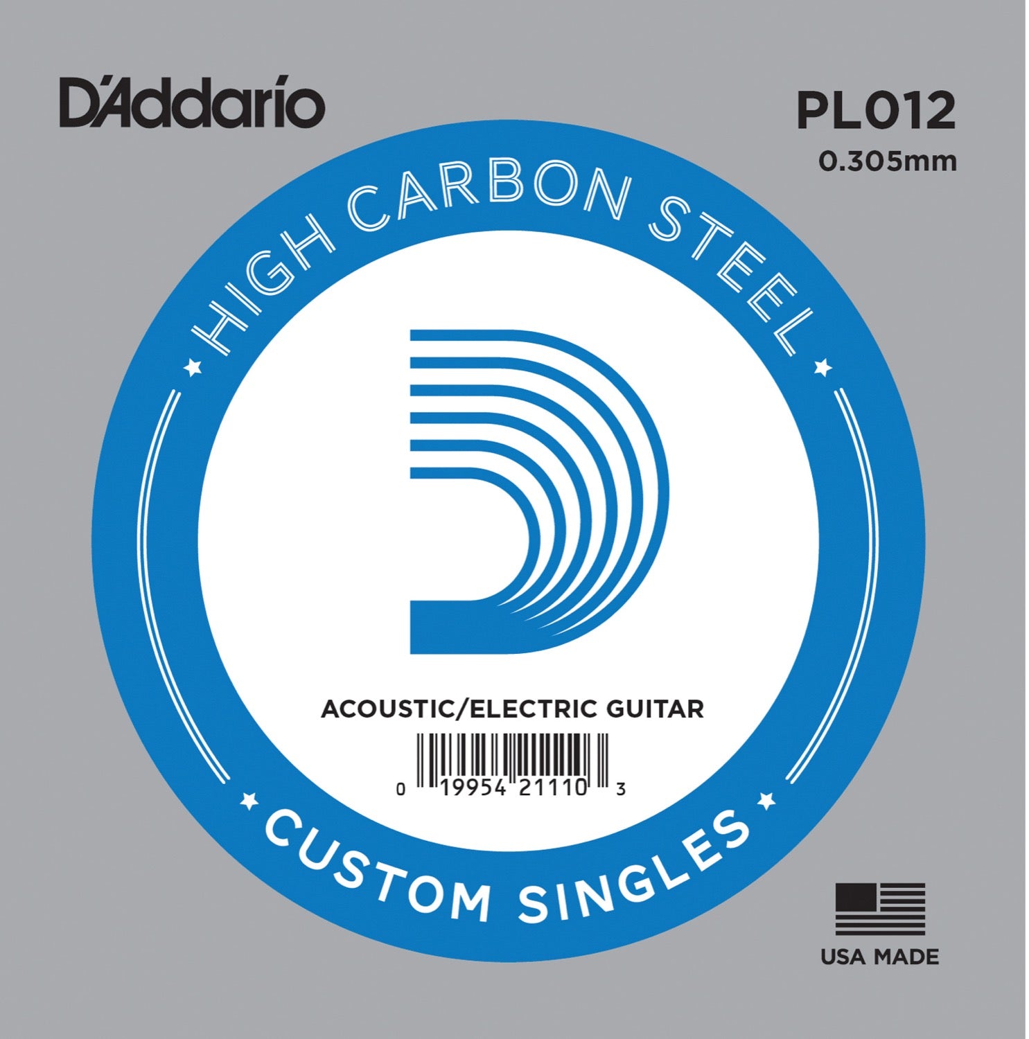 DADDARIO FRETTED PL012 Gitarrsträng Electric/Acoustic Plain Steel 012