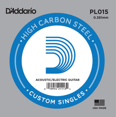 DADDARIO FRETTED PL015 Gitarrsträng Electric/Acoustic Plain Steel 015