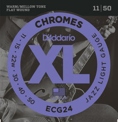 Daddario Ecg24 String Set Electric Guitar Chromes Flat Wound 011-050