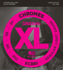 Daddario Ecb81 String Set Elbas Flat Wound Chromes 045-100