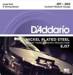 DADDARIO FRETTED EJ57 Strängset 5-str. Banjo Nickel 011-022 Custom Medium