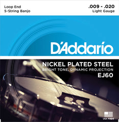 Daddario Ej60 String Set 5-Str. Banjo Nickel 009-020 Light