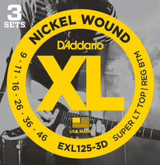 Daddario Exl125-3D Strängset Elgitarr Nickel Wound 009 -046 (3-Pack)