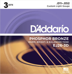DADDARIO FRETTED EJ26-3D Strängset Western Phosphor Bronze 011 - 052 (3-pack)