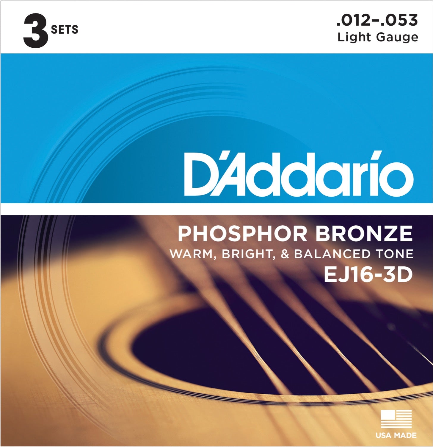 DADDARIO FRETTED EJ16-3D Strängset Western Phosphor Bronze 012 - 053 (3-pack)